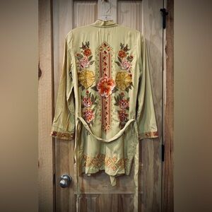 STUNNING! 🆕Sundance Driftwood Yellow Boho Embroidered Kimono Wrap Jacket Sz S